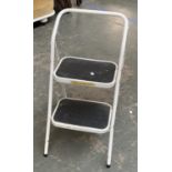 A mid century style stool, with foam seat; together with a set of folding steps