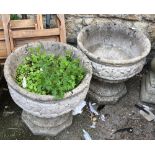 A pair of composite stone garden planters (af), 43cmD, 43cmH
