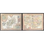 Two coloured reproduction maps of Somersetshire and Gloucestershire after John Speede, each 38x51cm