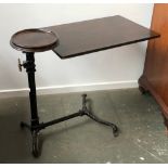A Foot's Patent cast iron and oak adjustable invalid/reading table, by J Foot & Son Ltd