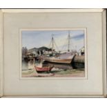 John H Nicholson, 'Ramsey Harbour', watercolour, signed, 14.5x19cm