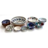 A lot of various bowls, including a large Continental hand painted fruit bowl, other smaller