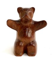 A mid century Danish 'Anri Form' carved teak bear figure, tab to base, 9cmH