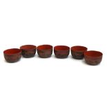 A set of six Burmese lacquer bowls, each approx. 10.5cmD