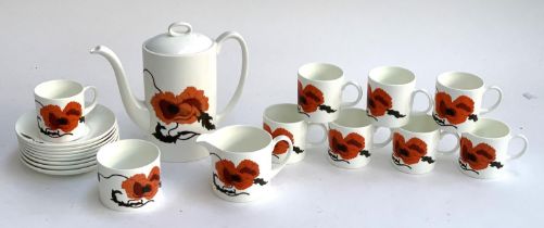 A Wedgwood Susie Cooper 'Cornpoppy' design coffee service