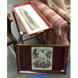 A tray depicting an Alken print, on a folding stand, 58cmW