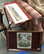 A tray depicting an Alken print, on a folding stand, 58cmW