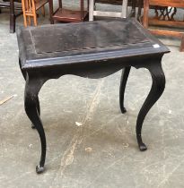 An ebonised occasional table, on cabriole legs, 60x37x64cmH