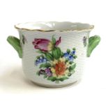 A Herend Hungary twin handled porcelain planter with floral decoration, numbered 7309, 9.5cmH;