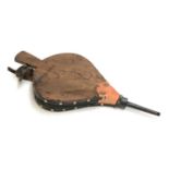 A set of elm and leather fire bellows, 51cmL