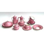 A Mintons pink porcelain tea service (AF with staple repairs), comprising 16 pieces