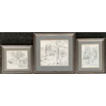 Three Annie Heather prints, all still life studies depicting among other things oil lamps, two are