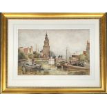 Early 20th century Scottish, watercolour, shipping on a river, signed indistinctly '... Lang RSW',