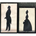 Two 19th century silhouettes, full length, 30x17cm and 26x16.5cm