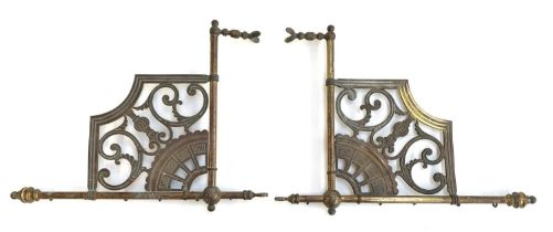 A pair of French gilt metal wall brackets, 56x46cm