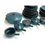 Approx. 32 pieces of 'Delhi Blue' glazed pottery, including plates, a tureen, and handled lidded