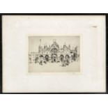 19th century drypoint etching of St Mark's, Venice, signed indistinctly Arthur F Gunell?,