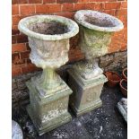 A pair of composite stone planters, 41cmD, 93cmH