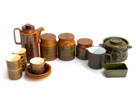 A quantity of Hornsea Bronte ceramics, to include coffee pot and tea, coffee and sugar canisters,