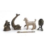 A silver plated figure of a poodle by A E Jones, stamped to foot, 6cmH, together with a Cutajar