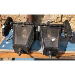 A pair of black painted outdoor lanterns, approx. 47cmH