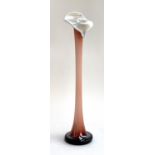 A tall Murano pink glass Jack-in-the-Pulpit vase, 59cmH