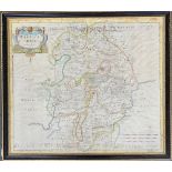 Robert Morden, an early 18th century hand coloured engraved map of Warwickshire, c. 1722, 37x42cm