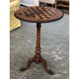 A circular chess table (af), on tripod cabriole legs