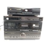 A Technics amplifer SU-A600, a JVC td-w11 cassette deck, JVC fx-33l tuner and a SOny CD player