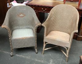 Two Lloyd Loom wicker armchairs, each approx. 69cmW