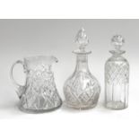 A Stuart crystal cut glass decanter, 27cmH; together with a further decanter and cut glass jug