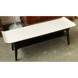 A formica topped mid century coffee table with black base, 111x38x38cmH