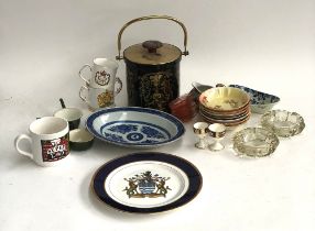 A set of seven Rosenthal Claire Bavaria floral dishes; together with a blue and white oval dish with