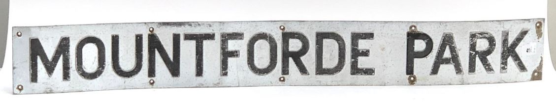 A 'Mountforde Park' cast metal street sign, approx. 124cmL