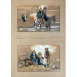 A pair of 19th century watercolours heightened in white, depicting seaside scenes, each 15x24cm