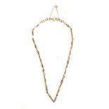 A 9ct gold fancy link chain, 42.5cm long unclasped length, missing one link, 17.6g