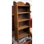 A small oak bookcase with five shelves, beaded moulding, 47x122cmH