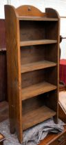 A small oak bookcase with five shelves, beaded moulding, 47x122cmH