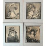 Bartolozzi after Wheatley, the four seasons, each 18x15cm