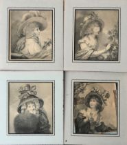 Bartolozzi after Wheatley, the four seasons, each 18x15cm