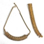 A vintage Schreiber & Hiller style gilt metal and channel set paste necklace and bracelet (af)