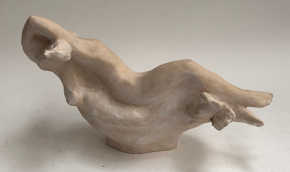 Ann Catherine Row (20th century British), reclining nude, cement fondue, signed to base and numbered - Image 2 of 3