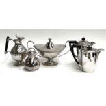 A small lot of plated wares, to include a chased claret jug wit half gadrooned body and unusual