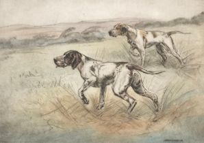 After Henry Wilkinson (1921-2011), dry point etching, two spaniels, signed and numbered 134/150 in