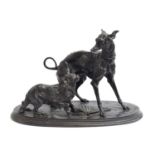 After Pierre-Jules Mene (French, 1810-1894), a patinated bronze figure group of a whippet and a King