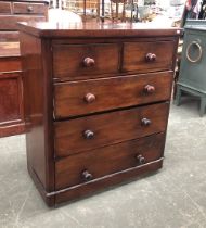 A Victorian mahogany chest of two short over three long drawers, 96x48x110cmH