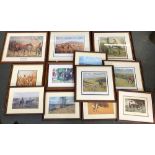 A lot of 12 hunting and other colour prints, to include Donald Ayres, Cecil Aldin, Lionel Edwards (