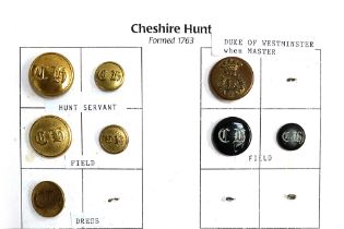 A collection of hunt buttons: Cheshire Hunt, formed 1763