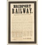 Local interest: A Victorian Bridport Railway notice written by E.G Flight, secretary of the Bridport