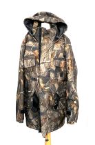 A Fladen Fishing camouflage fishing jacket with detachable hood